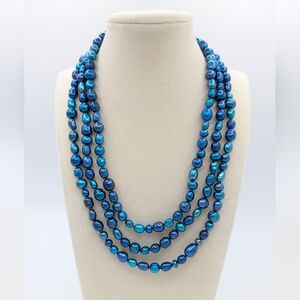 Honora 60" Blue Endless Cultured Pearl Necklace NEW